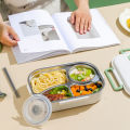 Stainless Steel Thermal Lunch Box Microwave Safe 2/4/5 Grids with Cutlery Set Panda for Adults Kids for Children School Picnic. 