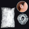 100pcs Disposable Earmuffs Waterproof Plastic Shower Cap Ear Protection Hair Dye Oil Bath Shower Salon Ear Protector. 