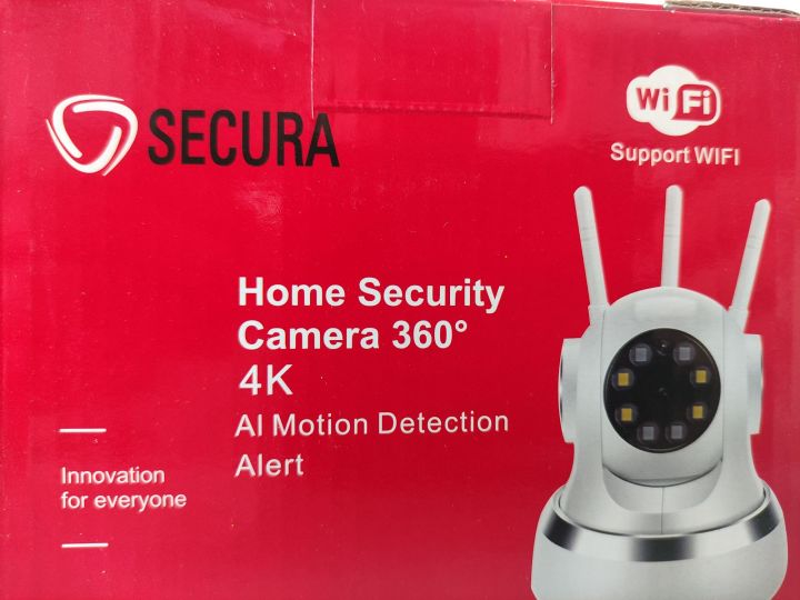 Secura WiFi Home Security Camera 360 4K AI Motion Detection Alert