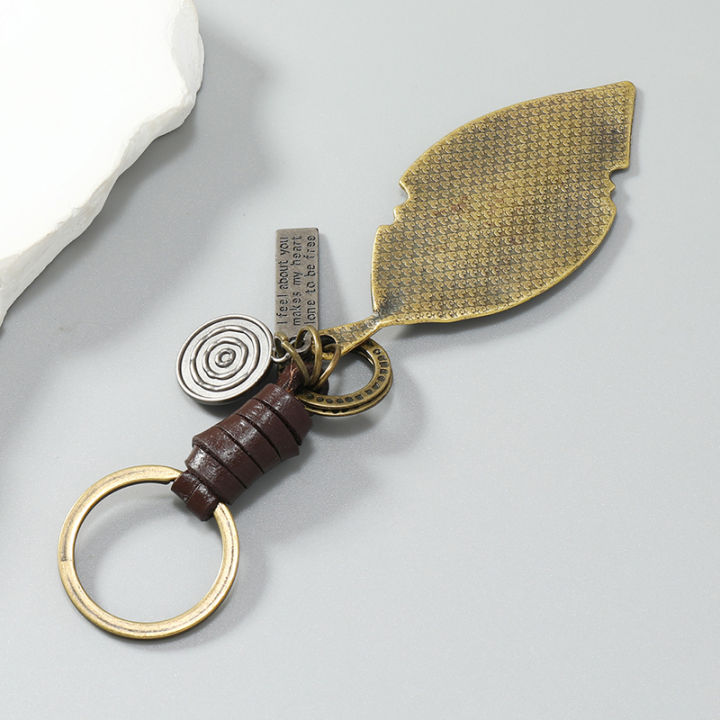 Fashion%20metal%20leaf%20pendant%20men%20keychains%20leather%20key%20ring%20-%20Image%203