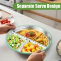 New Non-Slip Stainless Steel Kids Plate with Suction Anti Breakage Divided Baby Plates Silicone Sleeves Removable Toddler Bowls. 