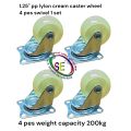 1.25"(4 pes Swivel 1set )cream PP lylon Quality caster wheel rotate 360 degree All Furniture & Trolley use 4 pes Weight Capacity -200kg.