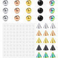 Fake Eyebrow Ring Fake Lip Labret Studs Replacement Balls Spike with 100pcs Sticker Non-Piercing Body Jewelry Fake Skin Piercing. 