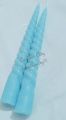 TWO LONG SPIRAL TAPER CANDLE IN PASTEL COLOURS (20 cm Tall). 