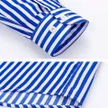 Men's Striped Shirt Long Sleeve All-Match Slim Fit Korean Fashion Black Blue Print Shirts Non-iron Casual Business Dress Shirts. 