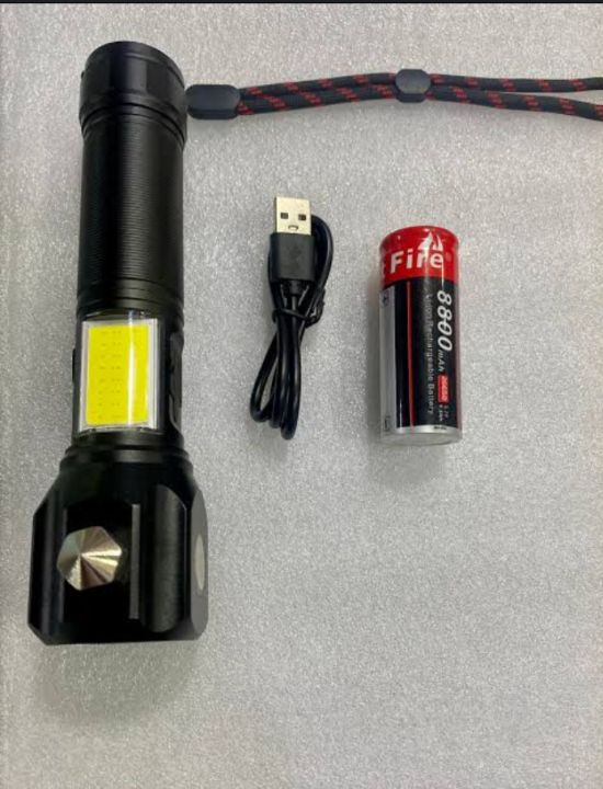 high power reliable torch with zoom in function and also having C type chaging lead and also work as a mobile charging as a power bank