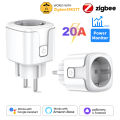 Zigbee3.0 Smart Socket European Plug 20A with Power Metering Alexa Voice Mobile APP Remote Control Home Assistant Zigbee2MQTT. 