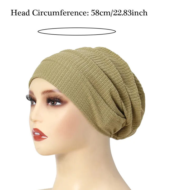 Trendy%20Crinkle%20Women's%20Solid%20Color%20Hijab%20Turban%20Soft%20Elastic%20Indian%20Bonnet%20Head%20Wrap%20Head%20Scarf%20Chemotherapy%20Cap%20-%20Image%204