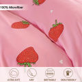 3pcs/set Small Strawberry Print Duvet Cover Set(1 Duvet Cover & 2 Pillowcase)Soft And Skin-Friendly Duvet Cover Bedding Set.
