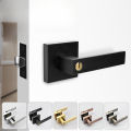 Indoor Door Lock, Aluminum Alloy Handle  Adjustable Room Wooden Door Handle Square Minimalist American Heavy-duty Three Bar Lock. 