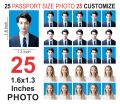Photo Passport size 25 Print HD Customized Background for Passport School College. 