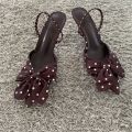 Fashion Polka Dot Butterfly Knot Decoration Brand Pumps Women Elegant Pointed Toe Thin Heel Designer Shoes Party Dress Shoe.
