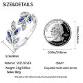 Rings Original 925 Sterling Silver Rings Shining Blue Zircon Leaves Rings Size 7-9 For Women Birthday Jewelry Festival . 