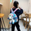 Winter Kids Rainbow Fluffy School Bag Children Cute Plush Toy Unicorn Backpack For Kids. 