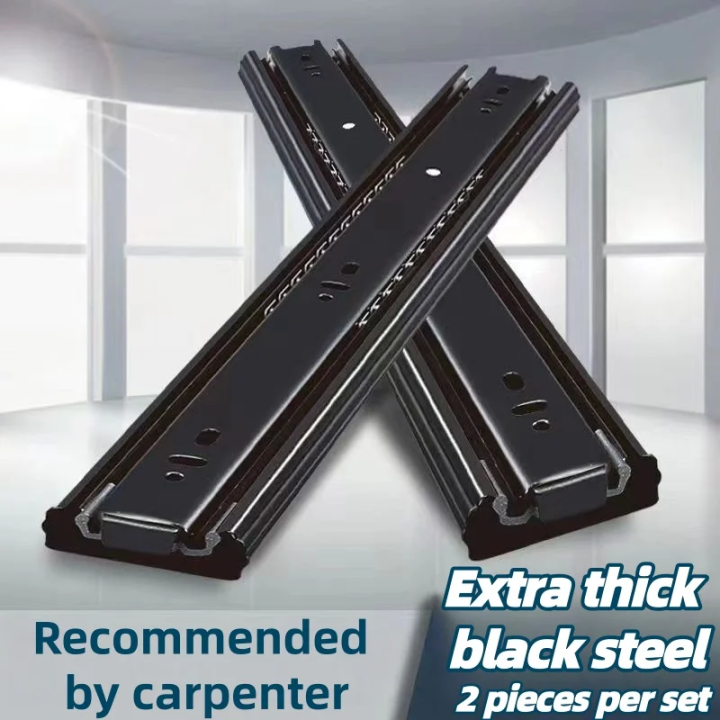 Heavy duty cold-rolled steel drawer slide rail -3-section soft closing ...