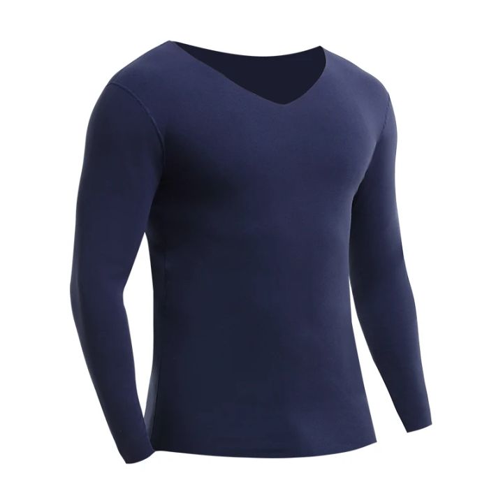 Men's seamless thermal underwear, single - piece, fleece - lined and thickened. Long - sleeved undershirt for autumn and winter,