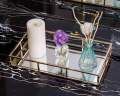 Vanity Organizer Tray with Polished metal Gold marble cover. 
