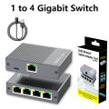 Gigabit Ethernet Switch 1 to 4 RJ45 Splitter, 1000Mbps 4 Port LAN Network Adapter Internet Hub.