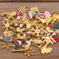 Random 20Pcs 10- 40 Style Alloy Metal Christmas Drop Oil Charms Gold Color Pendant For DIY Bracelet Necklace Jewelry Making. 