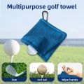 Square Microfiber Golf Ball Cleaning Towel with Hook Water Absorption Cleaner Club for Head Wipe Cloth Clean Golf Ball Bag.