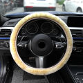 Premium Soft Short Fur Car Steering Wheel Cover High-density Warm Plush Winter Steering Wheel Protector Cover 38cm Accessories. 