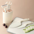 5-piece kitchen tool set, including a small chopping knife, scissors, fruit knife, peeler, and knife block, suitable for househo.