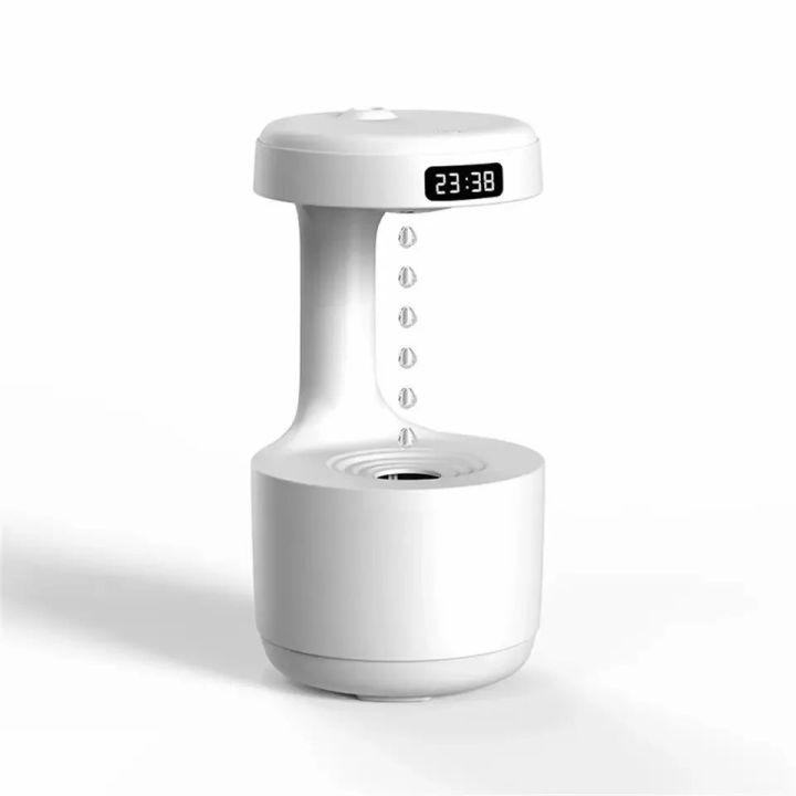 Anti-Gravity Humidifier - Aromatherapy Scent Mini Humidifier - 600ml  Clock Time LED display Water Drop Humidifier - diffuser droplet backflow Air humidifier