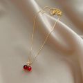 Little Wine Red Cherry Pendant Necklaces For Women Fashion Personality Fruit Golden Chain Necklace Party Jewelry Birthday . 