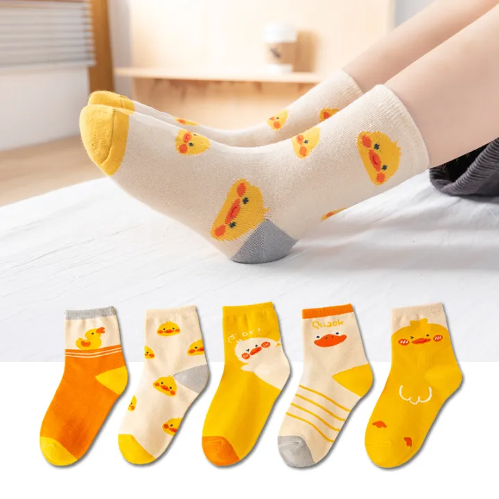 5%20pairs%20of%20autumn%20and%20winter%20children's%20short%20socks%20cute%20yellow%20duck%20cartoon%20breathable%20boys%20and%20girls%20mid%20tube%20socks%20-%20Image%203