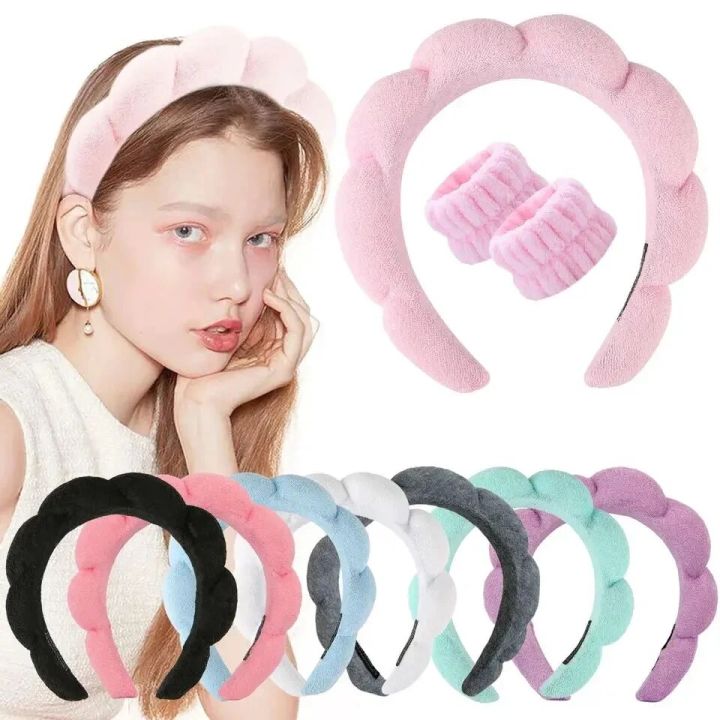 3PCS Makeup Headband Puffy Sponge Spa Head Bands for Women Girls