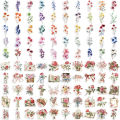 100  PCS Ink Flower Stickers Pack Waterproof Transparent PET Booklet Flower Material Decorative Guitar Notebook. 