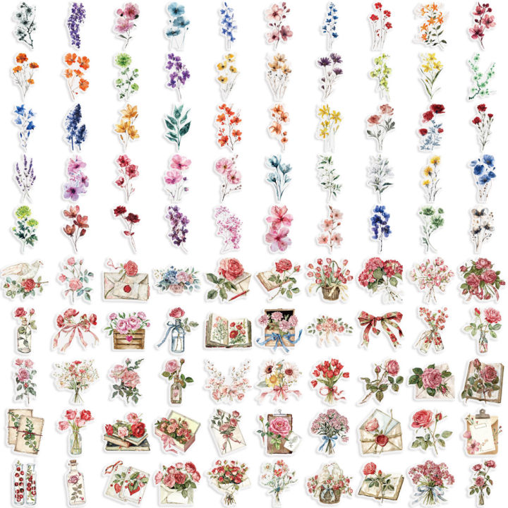 100%20%20PCS%20Ink%20Flower%20Stickers%20Pack%20Waterproof%20Transparent%20PET%20Booklet%20Flower%20Material%20Decorative%20Guitar%20Notebook%20-%20Image%203