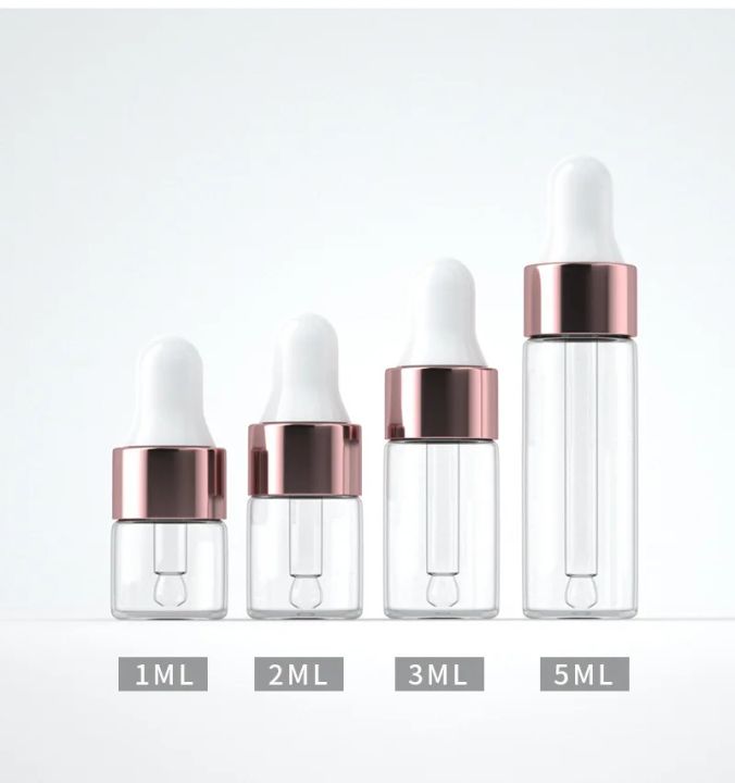 10/20pcs%20Mini%20Dropper%20Bottles%20Glass%20Empty%20Essential%20Oil%20Aromatherapy%20Bottles%20Rose%20Gold%20Cap%20Pipettes%20Bottles%201ml%202ml%203ml%205ml%20-%20Image%202