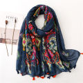 2024 Designer Brand Women Scarf Classical Print Lady Shawls Cotton Feeling Soft Oversize Hijabs Neck Headband Tassel Foulard.