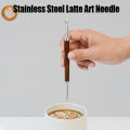 Latte Art Pen, Coffee Drawing Tool with Wood Handle, Double-Ended Barista Accessories for Creating Professional Espresso Tools. 