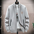 New Men's Fleece Cardigan Sweater Embroidery Casual Knit Sweater Jacket High Quality Male Autumn Winter Clothing. 