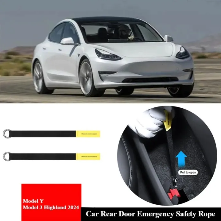 2PCS%20Car%20Rear%20Door%20Emergency%20Safety%20Rope%20For%20Tesla%20Model%20Y%20Model%203%20Highland%202024%20Rear%20Door%20Mechanical%20Switch%20Emergency%20Handle%20-%20Image%202
