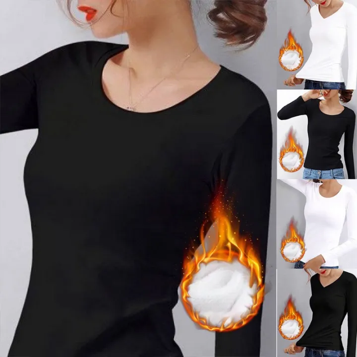 Thermal%20Underwear%20Women%20Bottoming%20Shirt%20Fleecing%20Winter%20Slim%20Basic%20Long-Sleeved%20T-Shirt%20Thin%20Velvet%20Heating%20Fiber%20Cropped%20Tops%20-%20Image%204