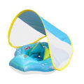 New Inflatable Baby Seat Ring With Sunshade Canopy Foldable Kids Swimming Float Safe Water Play Toy For Infant Toddler Pool Use.