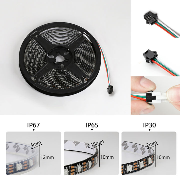 WS2812B%20LED%20Light%20DC5V%20Smart%20Pixel%20RGB%20Led%20Strip%20Light%20Individually%20Addressable%20IC%20IP30%20IP65%20IP67%20Magic%20Tape%20Light%20Black%20PCB%20-%20Image%205