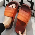 New Men Thick Bottom Slippers Platform Bathroom Slides Non Slip Trend Designer Shoes Ladies Female Mule Shoes Flip Flops Sandals. 