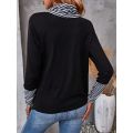 Plus Size 1XL-5XL Woman's Tshirts Turtleneck Long Sleeve Color Matching Knitting Fashion Woman's top t-shirt. 