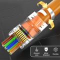 5/10Pcs RJ45 Pass Through Connectors, Cat8/Cat7/Cat6A Shielded Modular Plug, 50UM Gold Plated 8P8C Ethernet Connector.