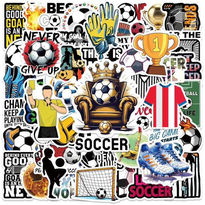 50Pcs Football Stickers Soccer Balls DIY Stickers Skateboard Motorcycle Suitcase Decor Phone Laptop Decals
