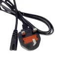 C7 Figure 8 Female 3 prong UK Plug AC Power CableS Lead Cord Adapter 1.8m/6ft.