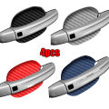4Pcs Car Door Handle Bowl Scratch Protective Sticker Silver Carbon Fiber Car Door Handle Wrist Protector Exterior Accessories.