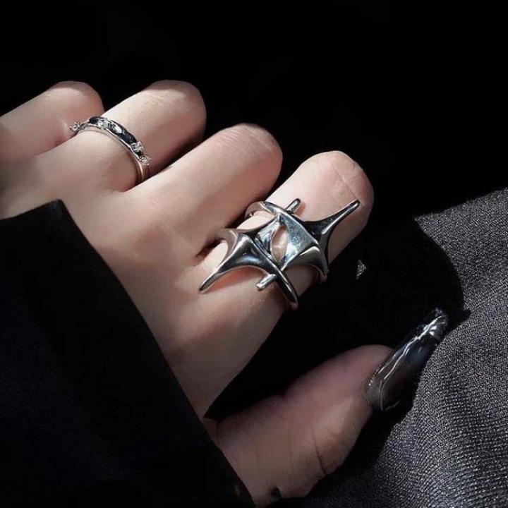 Silver Rings Y2k Cute Y2k Star Open Ring for Women Creative Vintage Silver Color ...