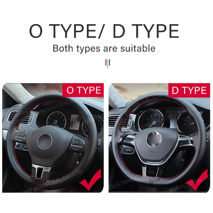 38cm%2015inch%20Real%20cowhide%20Genuine%20Leather%20Car%20Steering%20Wheel%20Braid%20Cover%20Hand-stitched%20Soft%20Non-slip%20Auto%20Interior%20car%20products%20-%20Image%203