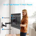 Full Motion TV Monitor Wall Mount Bracket Articulating Arms Swivel Tilt Extension Rotation for Most 10-32 Inch Flat Curved TVs. 