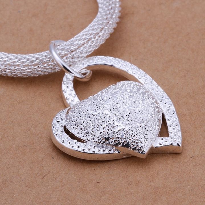 DOTEFFIL%20925%20Sterling%20Silver%20Gorgeous%20Charm%20Fashion%20Charm%20Heart%20Wedding%20Lady%20Love%20Necklace%20Noble%20Luxury%2018%20Inches%20Silver%20Jewelry%20-%20Image%202
